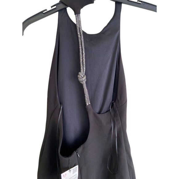 Zara Women Midi Dress Size M Black Shiny Halter Neck Cocktail 8620/707 NWT - Picture 7 of 16